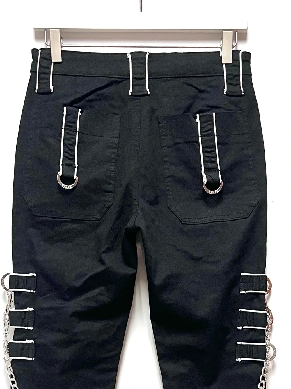 TRIPP NYC Band Pants 26 Black Bondage Chain Strap Goth Punk Unisex Cyber Y2K